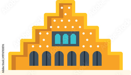 Ziggurat building featuring ancient babylonian architecture flat vector icon