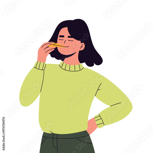 Flat vector illustration of people enjoying food and drinks, including pizza, noodles, fruit, snacks, and beverages. perfect for food blogs, restaurant ads, health topics, menus, social media content