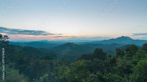 Time-lapse of Beautiful Sunset Behind Mountain Range in Lampang, Thailand