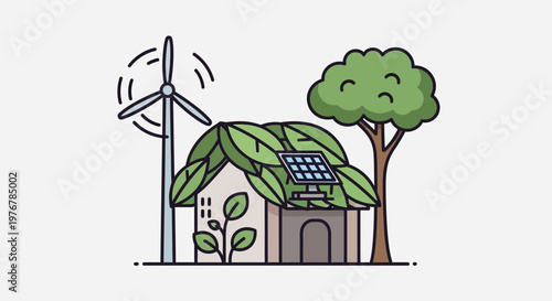 Eco Friendly House with Solar Panels.