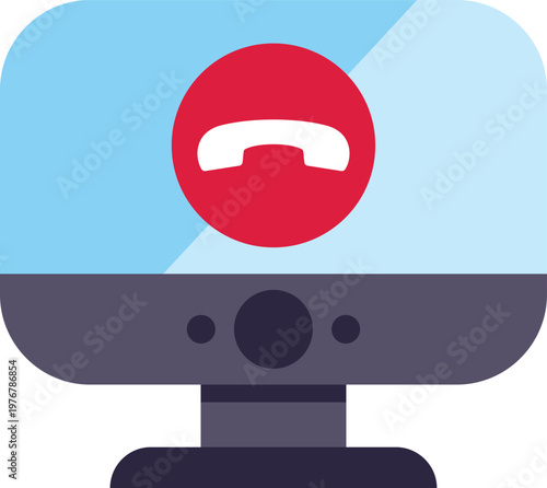 Computer monitor indicating an incoming call being declined or ended