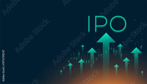 initial public offering ipo financial growth concept with upward arrows and trading chart