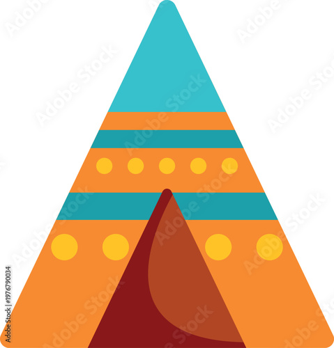 Teepee tent showing traditional patterns and cultural housing