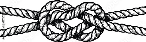 Hand Drawn Nautical Rope Knot Vintage Engraving Vector Illustration