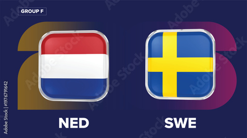 Netherlands vs Sweden Flags - Group F Soccer Rivalry, World Cup 2026