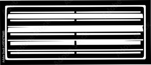 Black rectangular ventilation grille with horizontal slats flat design isolated on white background
