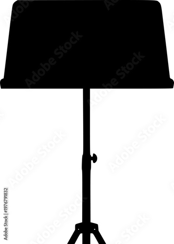 Black silhouette of a music stand on a isolated on white background
