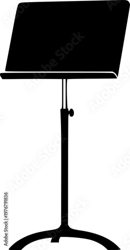 Black silhouette of a music stand on a isolated on white background
