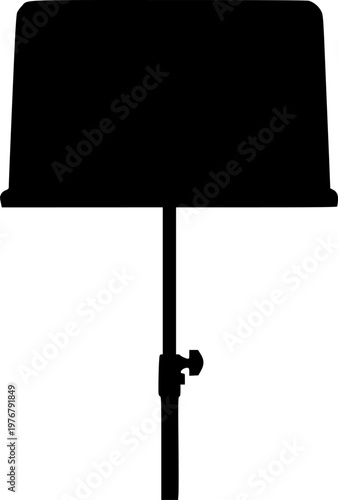 Black silhouette of a music stand on a isolated on white background
