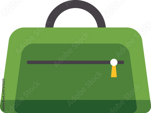 Green travel bag for packing belongings and accessories
