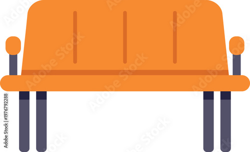 Orange bench with simple design for waiting rooms or transportation hubs