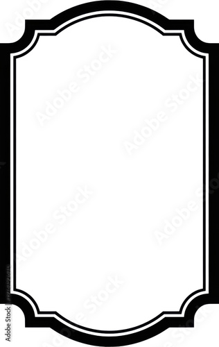 An ornate vintage style decorative frame with a classic rectangular shape and elegant curves isolated on transparent background