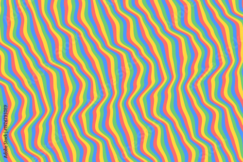 Vibrant, wavy rainbow stripes create a playful and energetic abstract background.
