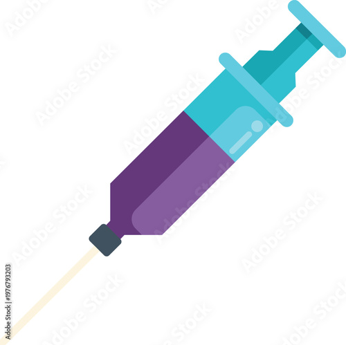 Syringe filled with purple liquid for healthcare and medicine concept