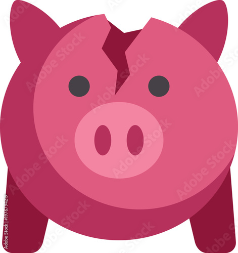 Pink cracked piggy bank illustrating personal finance problems and money loss concept