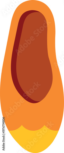 Bright orange ballet flat shoe vector design isolated on white background