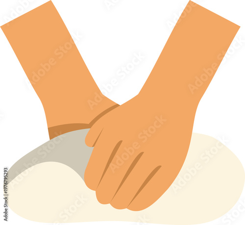 Two hands kneading soft dough on a flat surface, symbolizing baking and craftsmanship