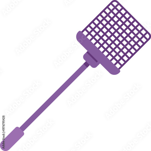 Simple purple fly swatter illustration isolated on white background for pest control concept