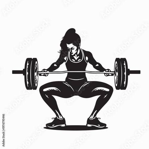 Heavy Duty Women Fitness Squat Exercise With Free Weights Silhouette