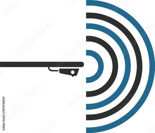 Minimalist turntable stylus ripple icon offset sound effect dual blue black vector clean modern International Reggae Day illustration design