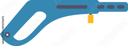 Flat vector illustration of a blue high pressure washer gun with yellow nozzle accent