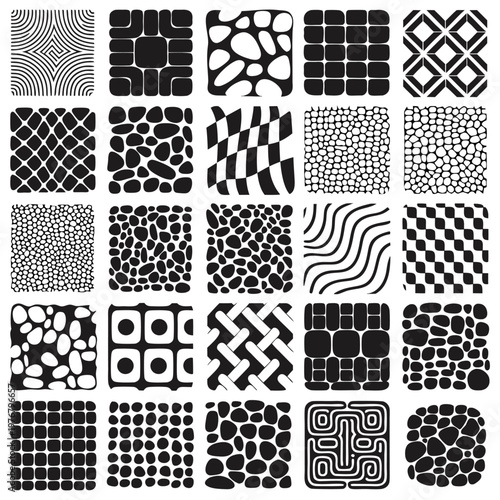 Abstract Ground Texture Collection – Stone Path, Tile Grid, Pebble & Pavement Pattern Set