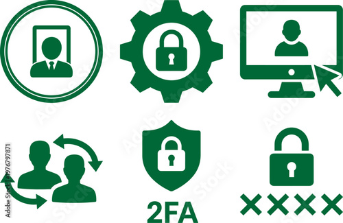 Two Factor Authentication Security Icons for Cybersecurity and Data Protection Services