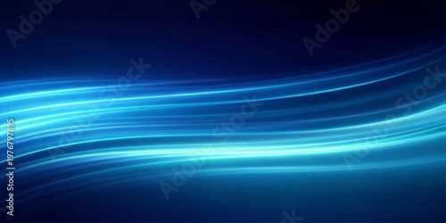 Abstract blue background with soft flowing waves and light digital lines creates a smooth motion pattern and textured vector art wallpaper for a modern space design