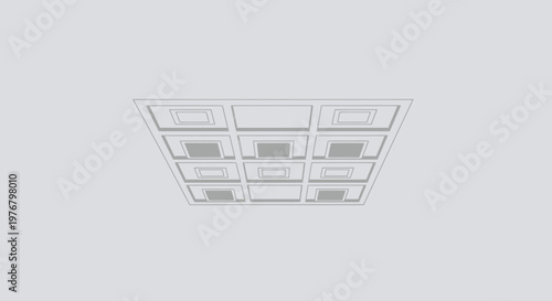 Modern Geometric Ceiling Grid with Recessed Lighting Fixtures