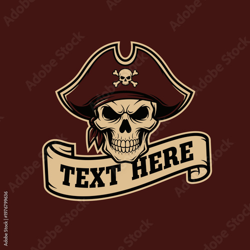 Pirate skull with pirate hat on.