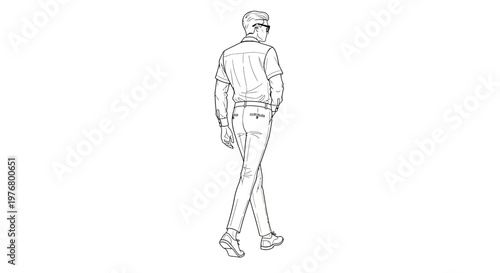 a man walking away in a sketch.