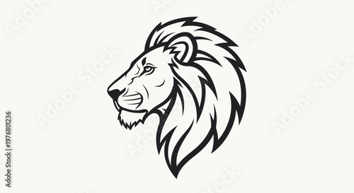 Lion Head Profile Silhouette, Majestic Animal Icon, Fierce Wild Cat Vector Art