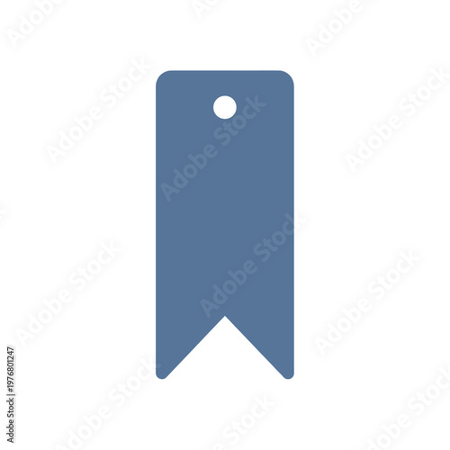 A simple, flat, blue bookmark icon with a hole at the top for hanging.