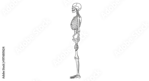 Anatomical illustration of human skeleton.