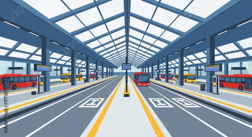 Interior of a Bus Station Terminal.