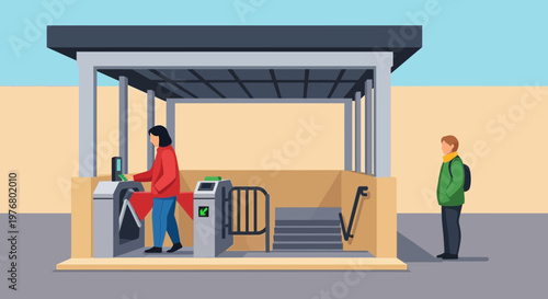 Ticket booth attendant selling tickets.