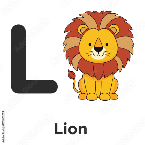 Letter L for Lion - Cute Cartoon Animal Alphabet for Kids