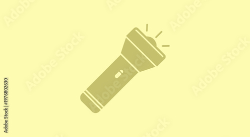 Illuminating Flashlight Icon with Light Rays on Yellow Background