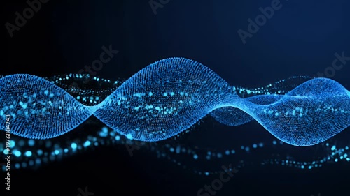 A mesmerizing abstract visualization of flowing blue data streams against a dark background, evoking a sense of digital connectivity and futuristic technology.