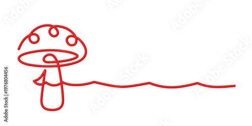 The one line stylized symbol of red mushroom.

