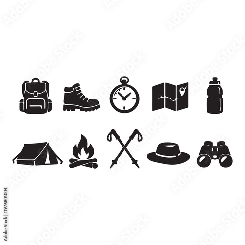 A collection of icons for outdoor and travel activities