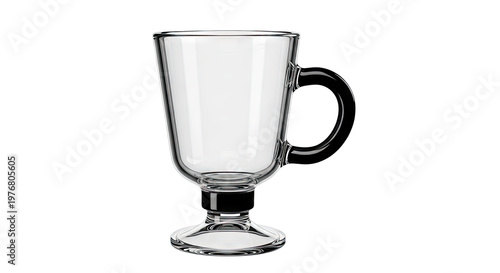 Clear Irish Coffee Mug with Black Handle and Base