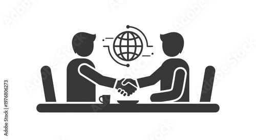 Global Business Partnership and Handshake Agreement Vector