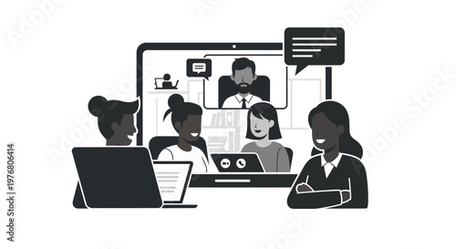 Diverse business team collaborating in a remote video conference call