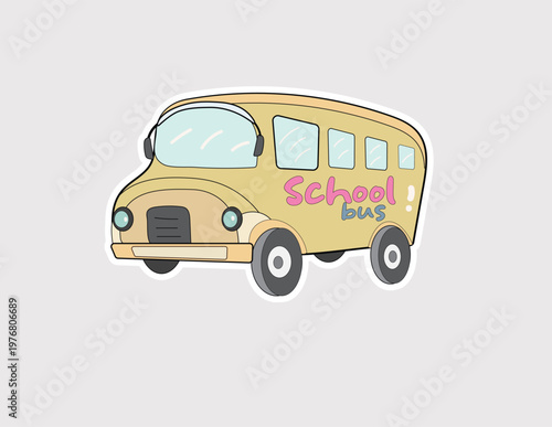 School bus vector illustration in a hand-drawn style, ideal for transportation education, school safety campaigns, and back-to-school children's media
