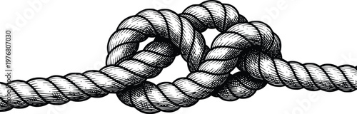 Detailed Hand Drawn Rope Knot Vintage Engraving Nautical Vector Illustration