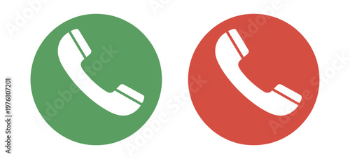 Call accept and decline icons in green and red phone communication symbols answer and reject buttons clean vector illustration