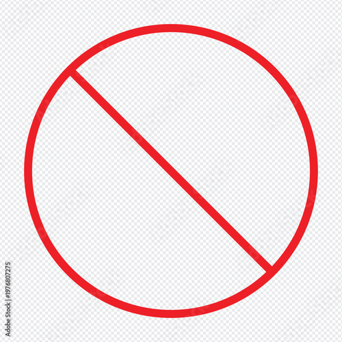 Fotografía Minimalist Red Thin Line Prohibition Sign Isolated on Transparent Background, Universal No Entry or Forbidden Symbol Vector for Modern UI Design