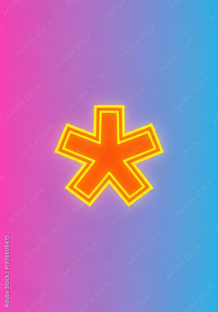 Obraz premium Highlighting important information or restrictions with a bold, digital asterisk symbol placed centrally on a clean, minimalist background, information, correction, essential