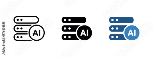 AI data center icon server technology symbol cloud digital artificial intelligence network storage computing system vector illustration